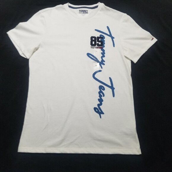 Tommy Hilfiger Men's Long Line T-shirt‎ Short-Sleeve Patch Graphic Cotton - Picture 1 of 5